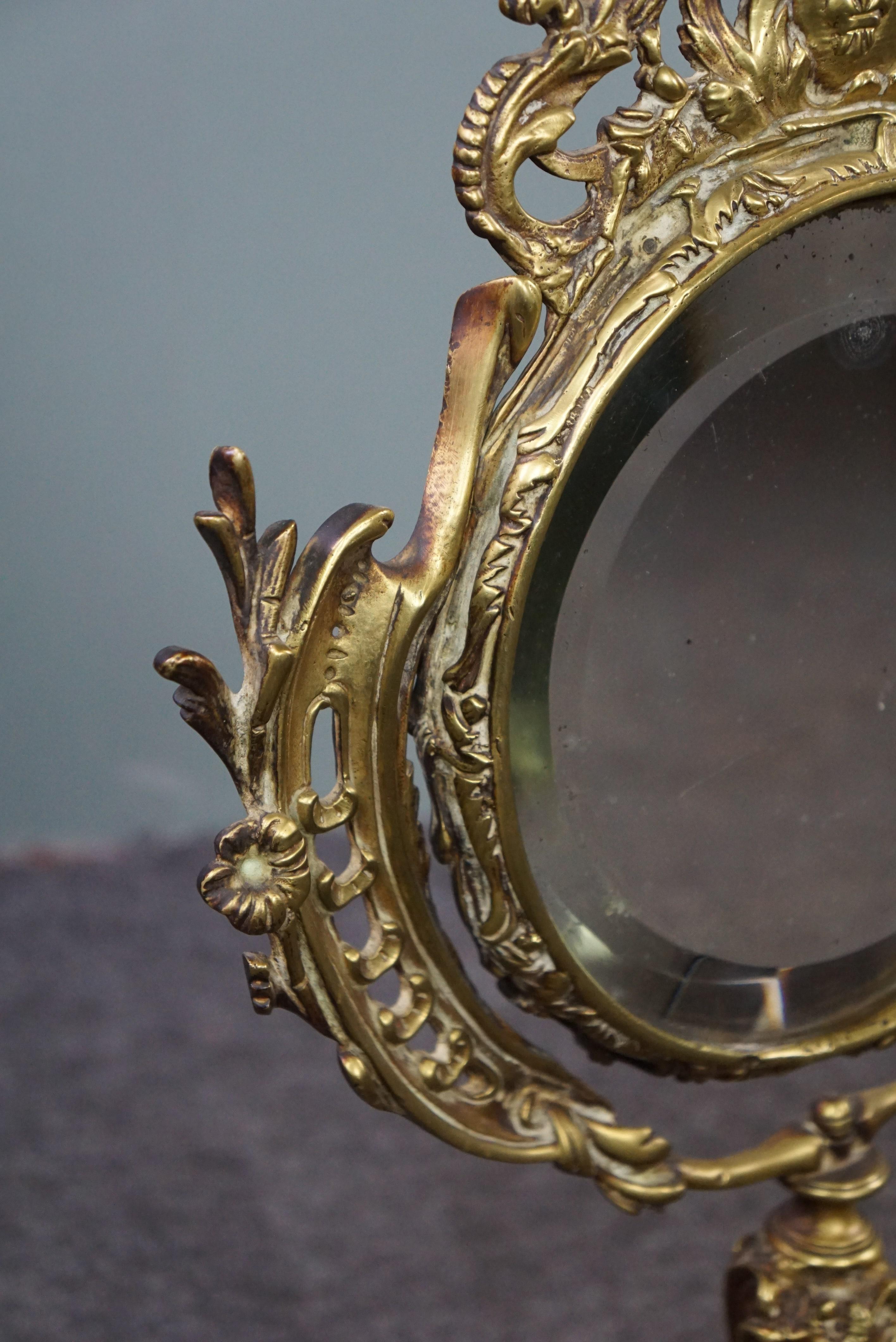 Gold-colored antique dressing table/mirror from France For Sale 2