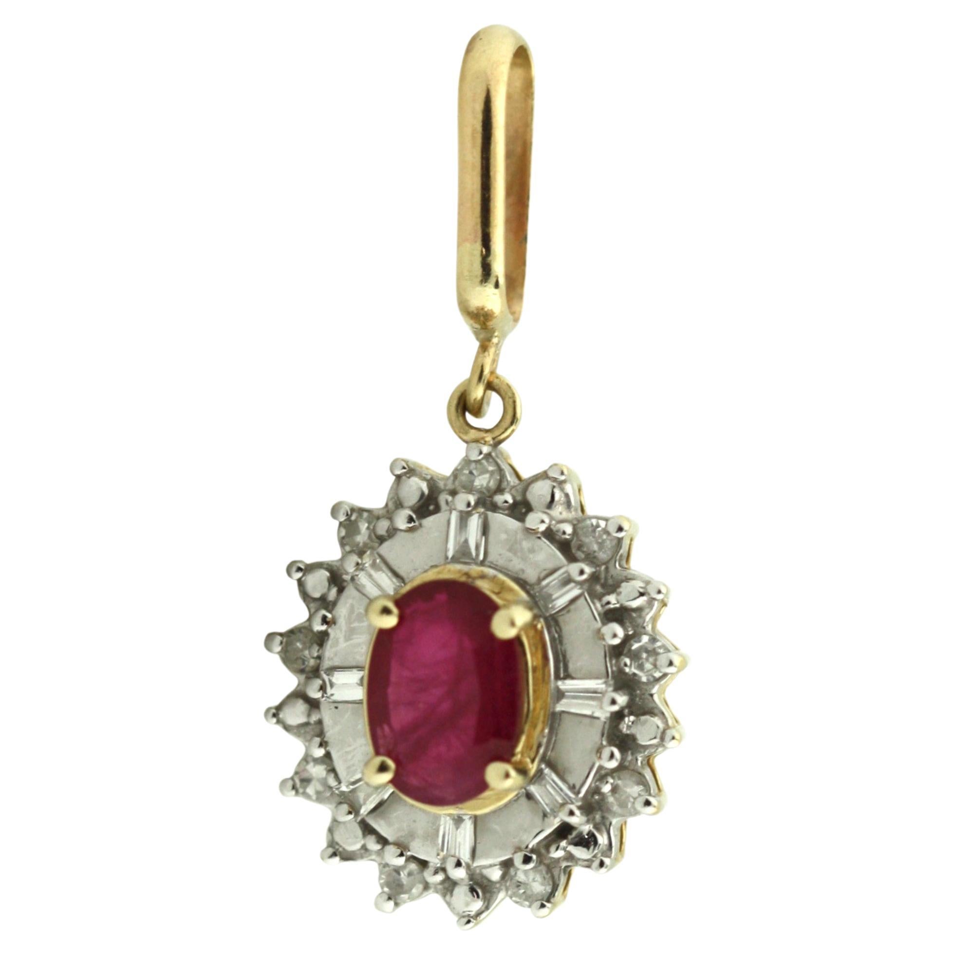 Gold, Colored Stone and Diamond Pendant