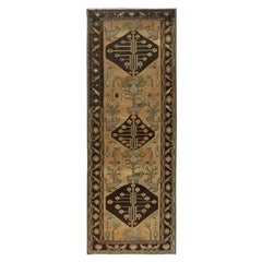 Gold Colors, Vintage Persian Bakhtiar Distressed Hand Knotted Worn Wool Rug