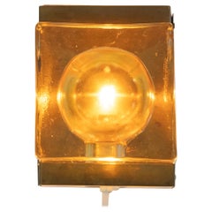 Gold Coloured Maritim Glass and Brass Wall Lamp by Vitrika, 1970s