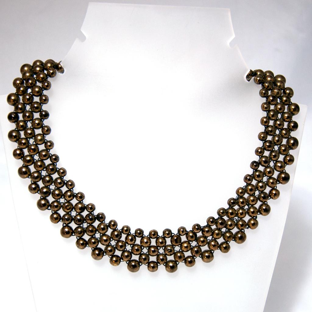 Gold-coloured to bronze-coloured necklace, Choker, 1950s In Good Condition In Berlin, DE