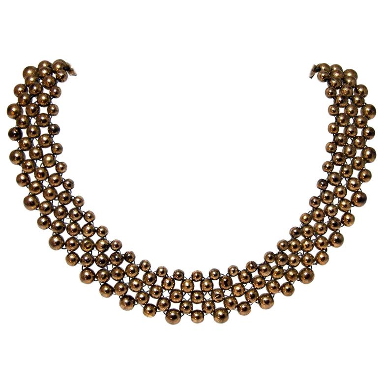 Gold-coloured to bronze-coloured necklace, Choker, 1950s