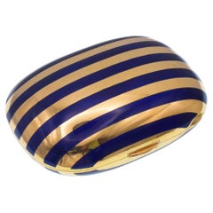 Vintage Gold Compact With BlueEnamel Design
