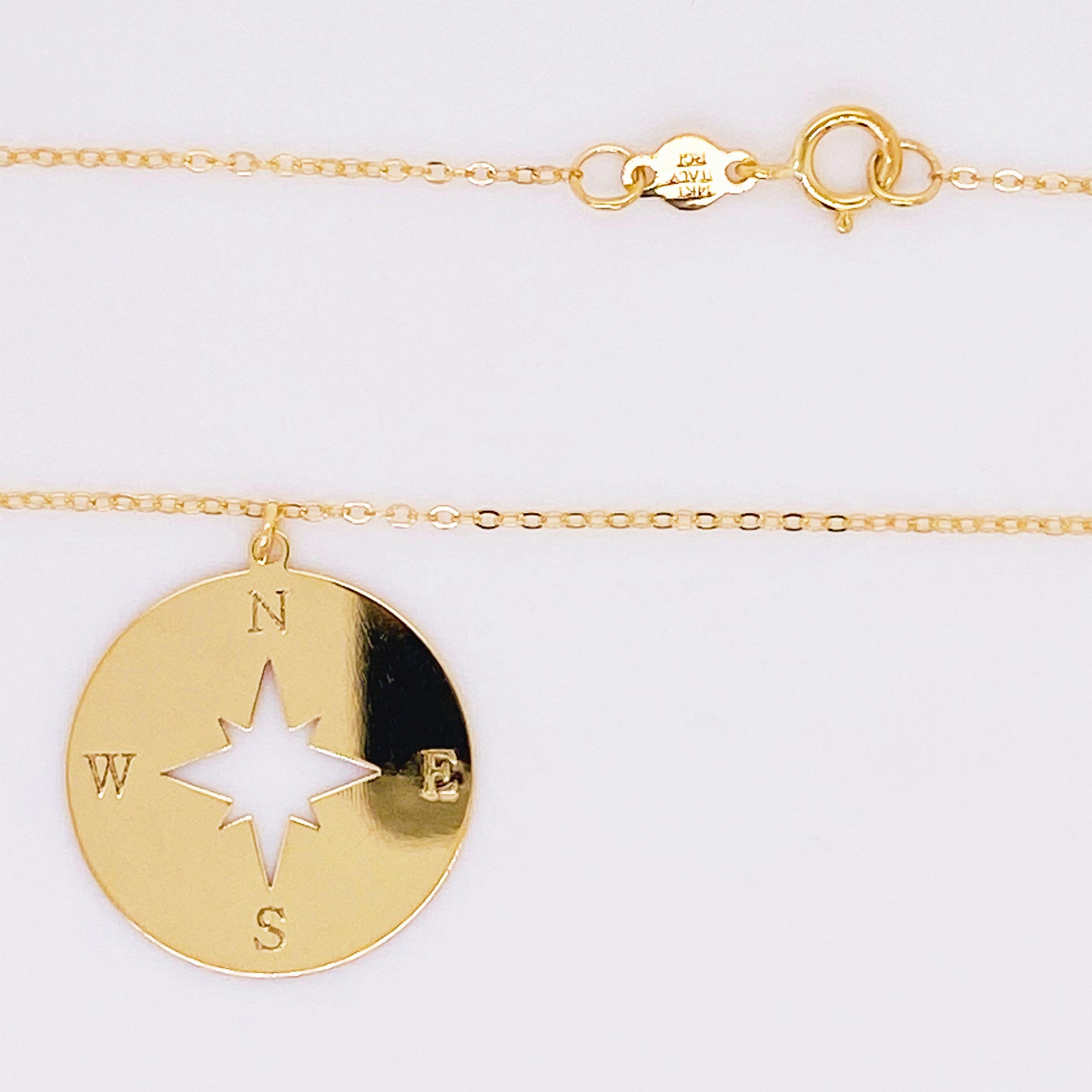 14k gold compass necklace