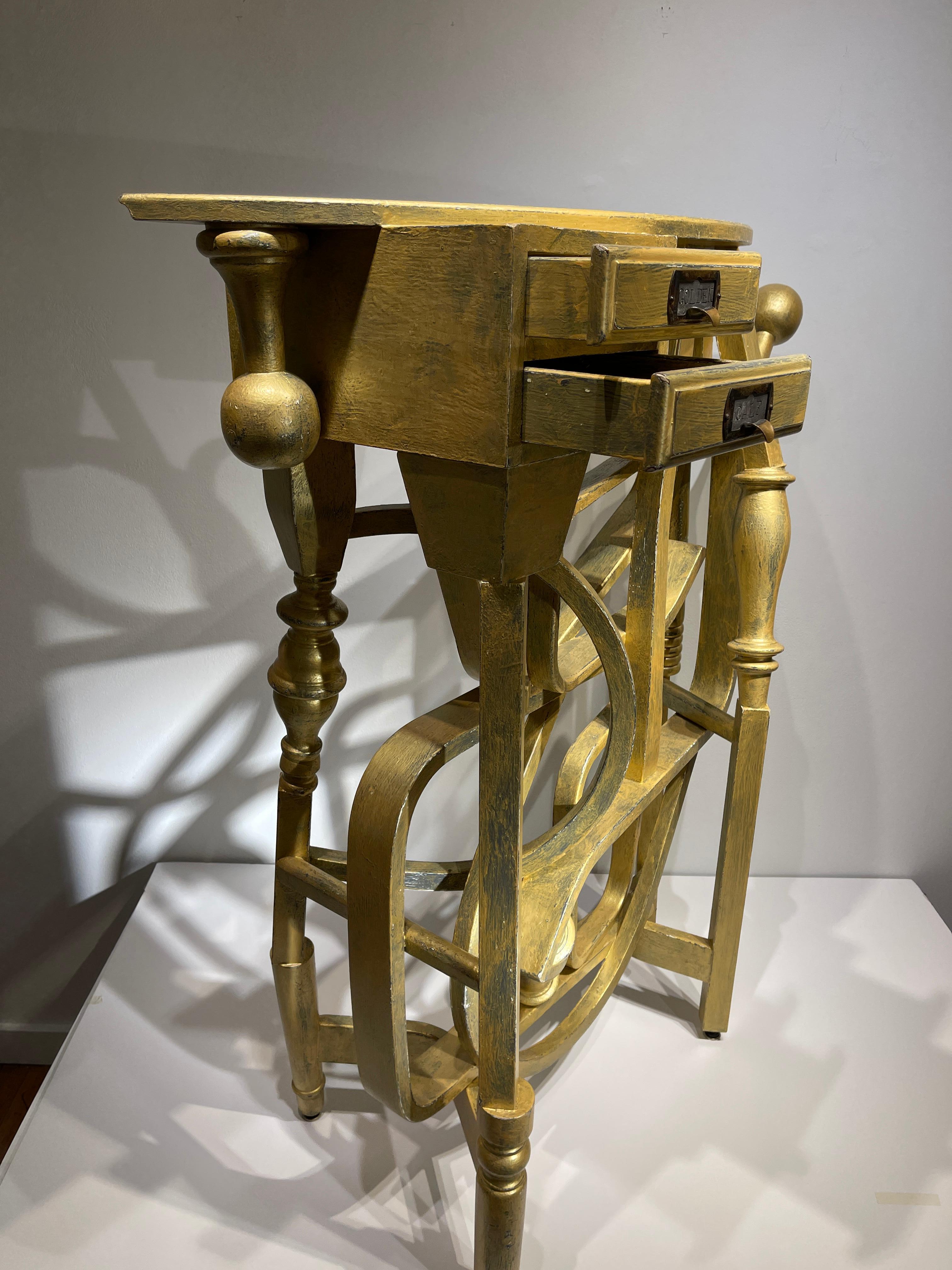 American Gold Console Table with Two Drawers 