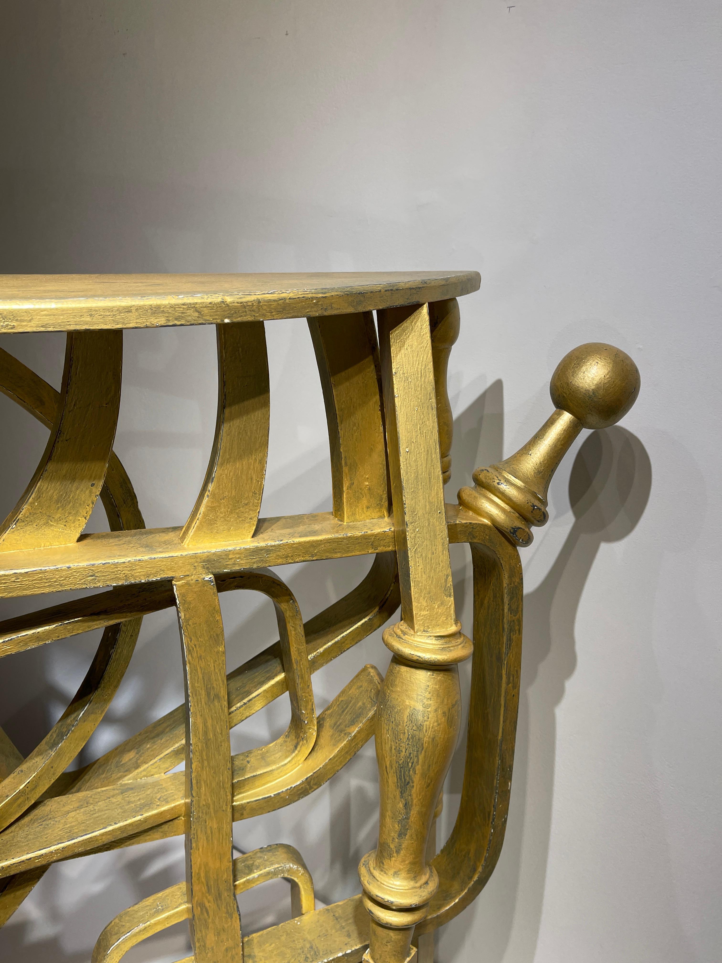 Contemporary Gold Console Table with Two Drawers 