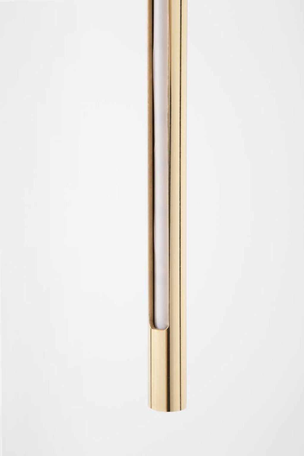 Modern Gold Contemporary Ceiling Lamp in Tubular Brass, LED Lamp Type For Sale