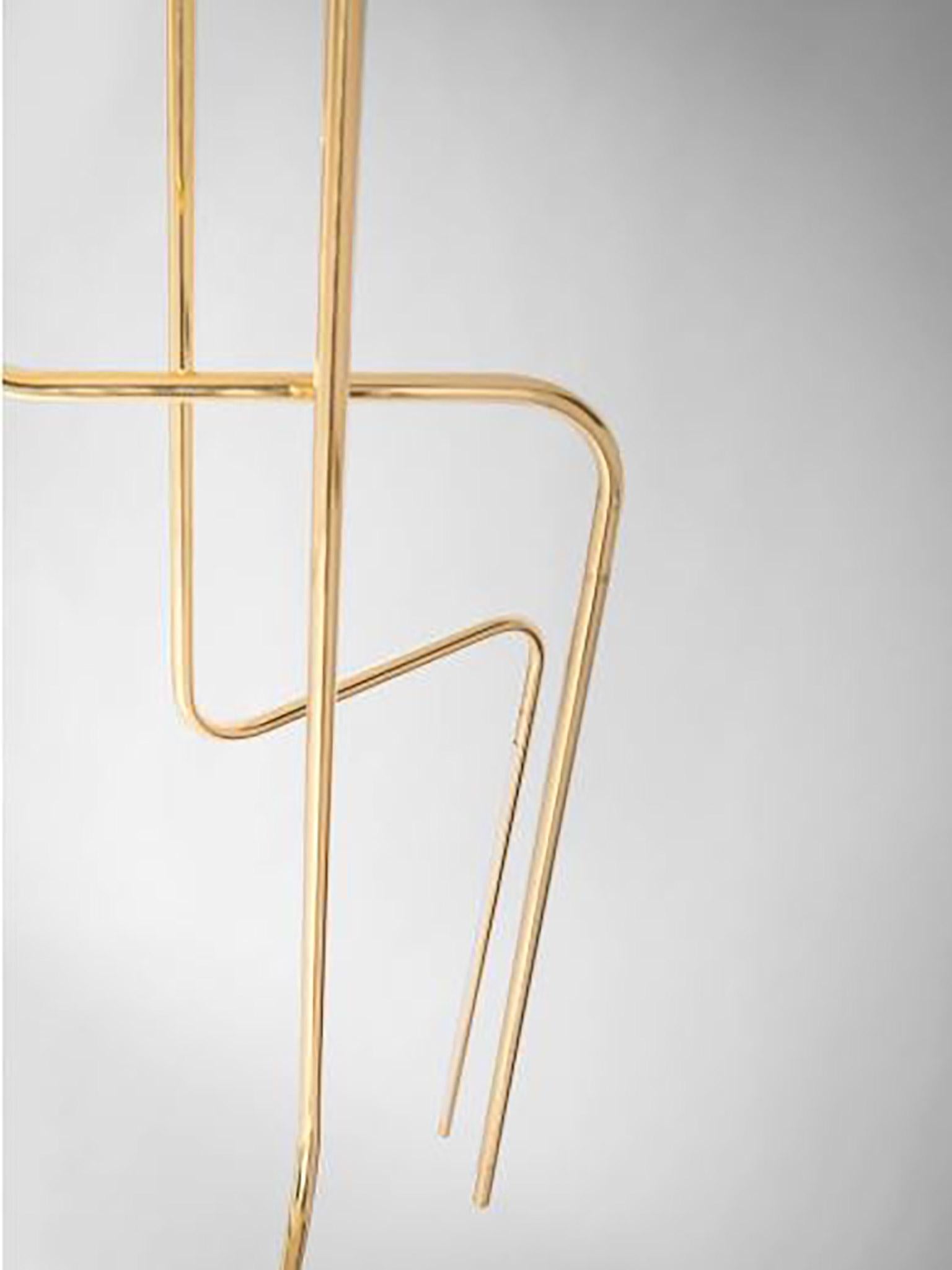 Italian Gold Contemporary Ceiling Lamp in Tubular Brass, Led Lamp Type