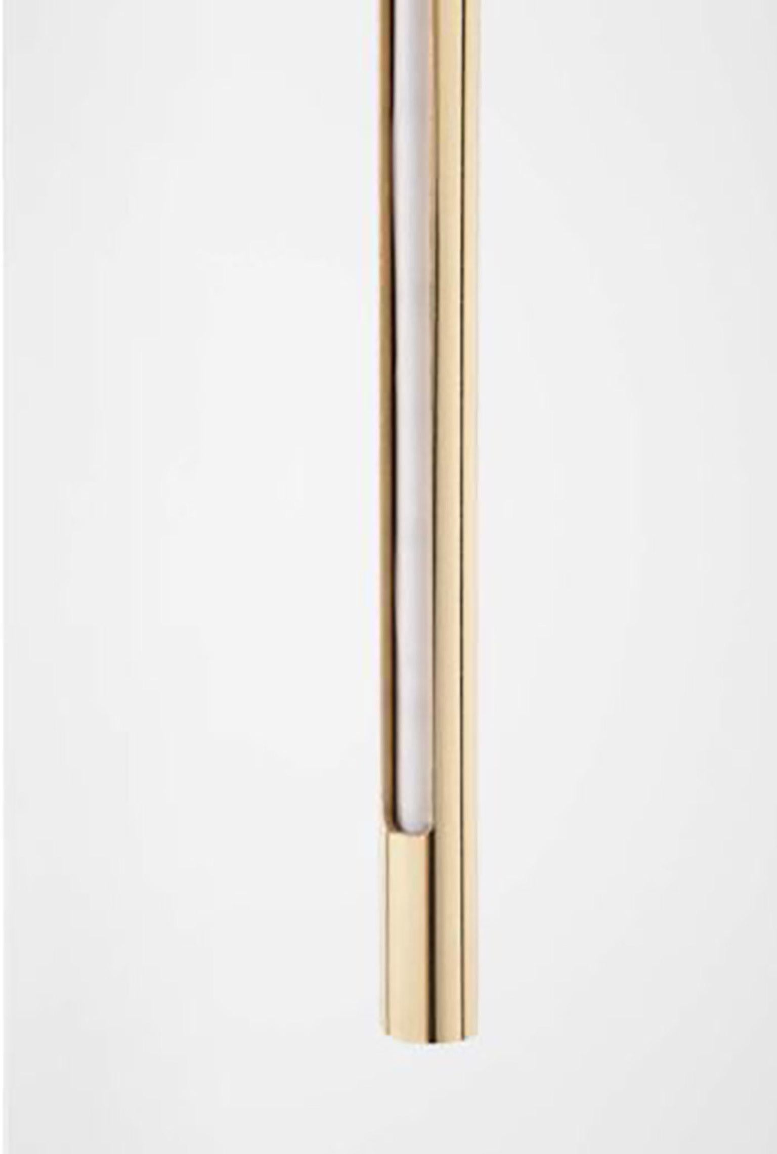 Polished Gold Contemporary Ceiling Lamp in Tubular Brass, Led Lamp Type