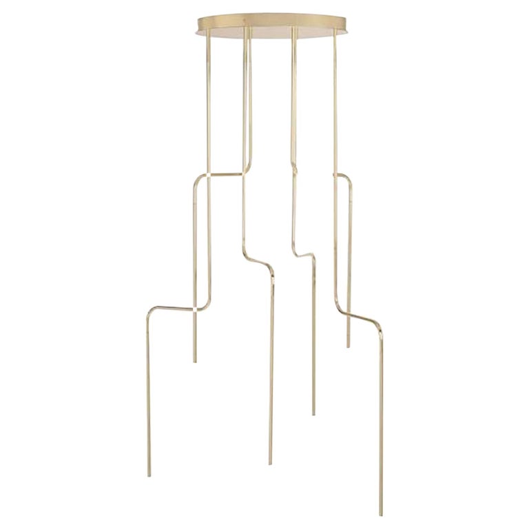 Gold Contemporary Ceiling Lamp In Tubular Brass Led Lamp Type For Sale At 1stdibs