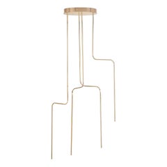 Gold Contemporary Ceiling Lamp in Tubular Brass, LED Lamp Type