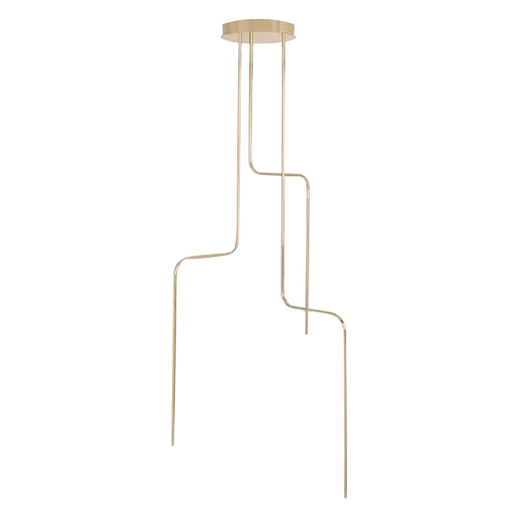 Gold Contemporary Ceiling Lamp in Tubular Brass, Led Lamp Type