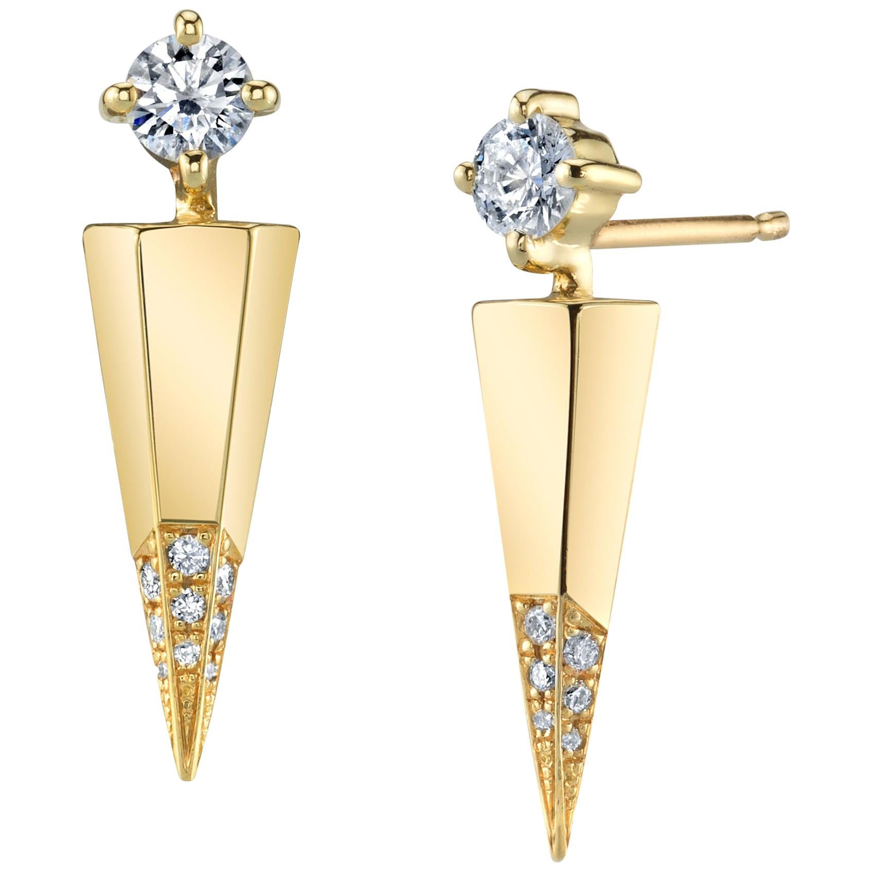 Gold Contemporary Earrings with Diamonds by ARK Fine Jewelry For Sale