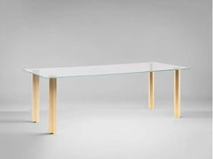 Tavolo rettangolare contemporaneo Gold, piano in vetro e gambe in alluminio placcato oro