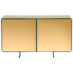 Gold Contemporary Two Doors Sideboard, 24-Karat Polished Gold-Plated
