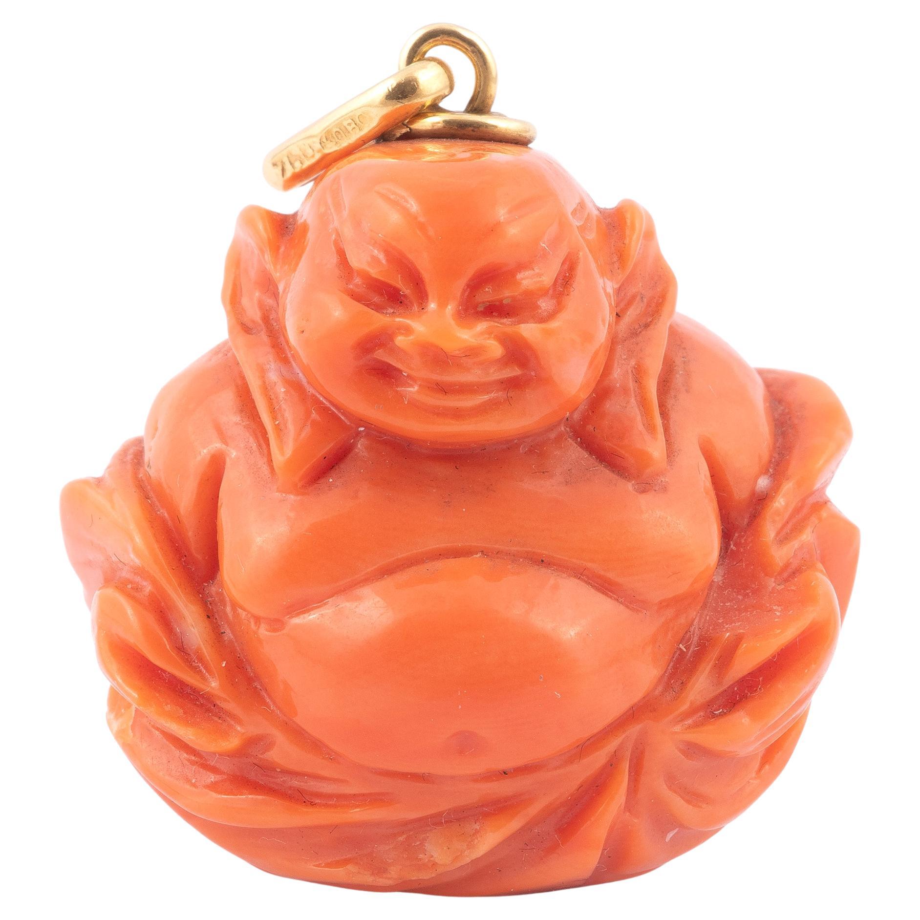 Gold Koralle Buddha-Charm-Anhänger im Angebot