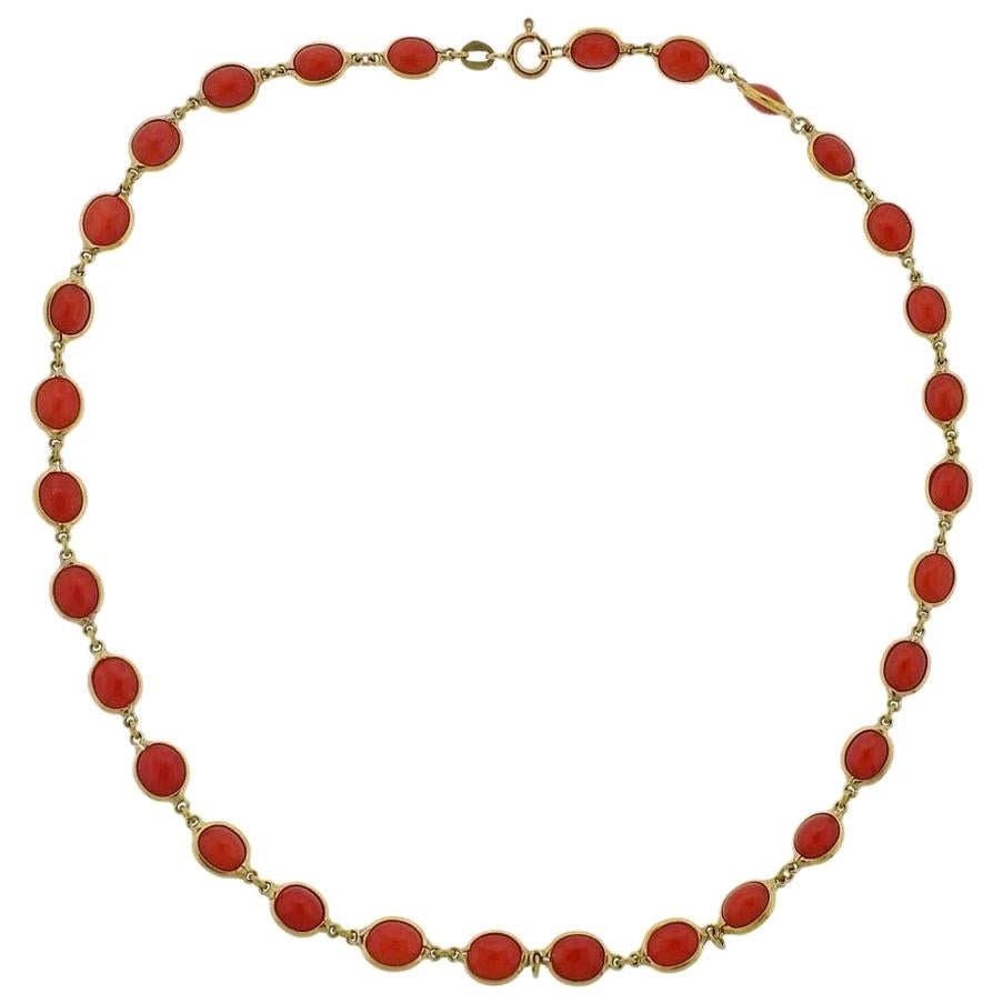 Gold Coral Necklace For Sale