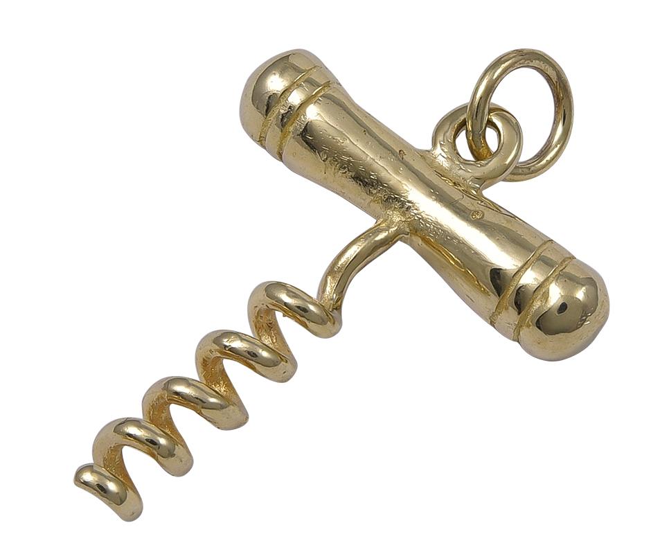 Gold Corkscrew Charm In Excellent Condition In New York, NY