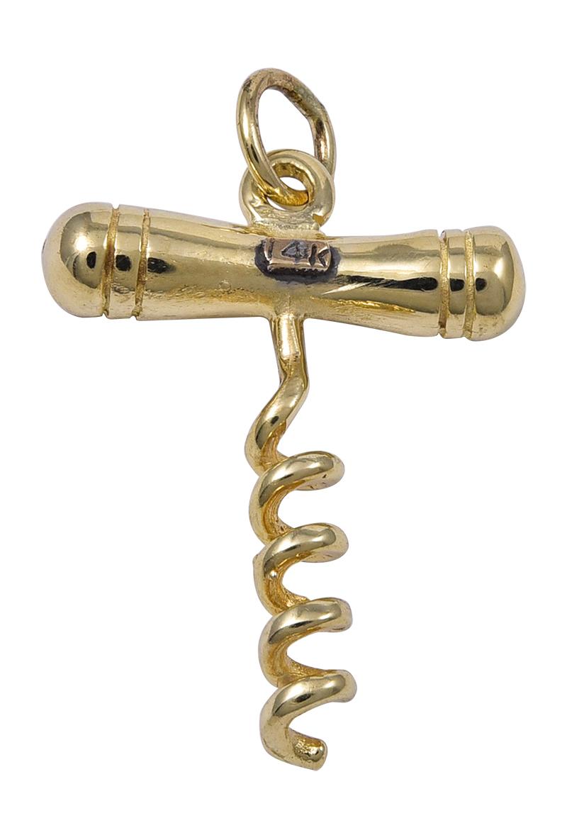 Women's or Men's Gold Corkscrew Charm