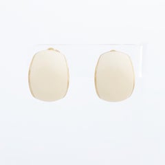 Gold & Cream Enamel Chunky Huggie Hoop Earrings By Napier, 1980s
