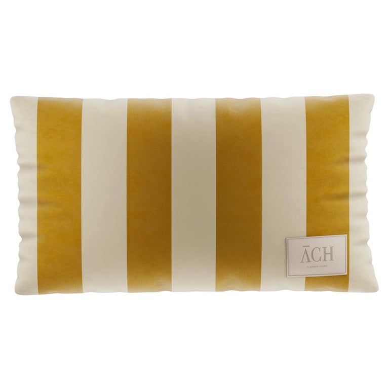 Gold Cream Rectangle Pillow, Modern Velvet Cushion For Sale at 1stDibs