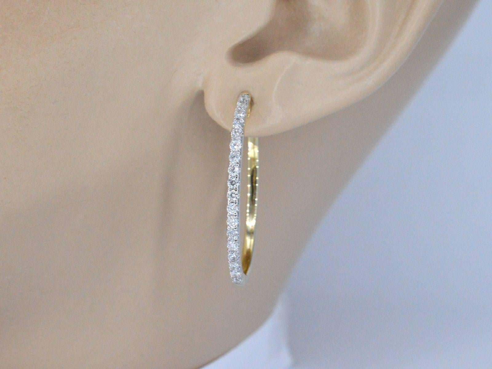 Contemporary Gold Creole Earrings with Diamonds For Sale