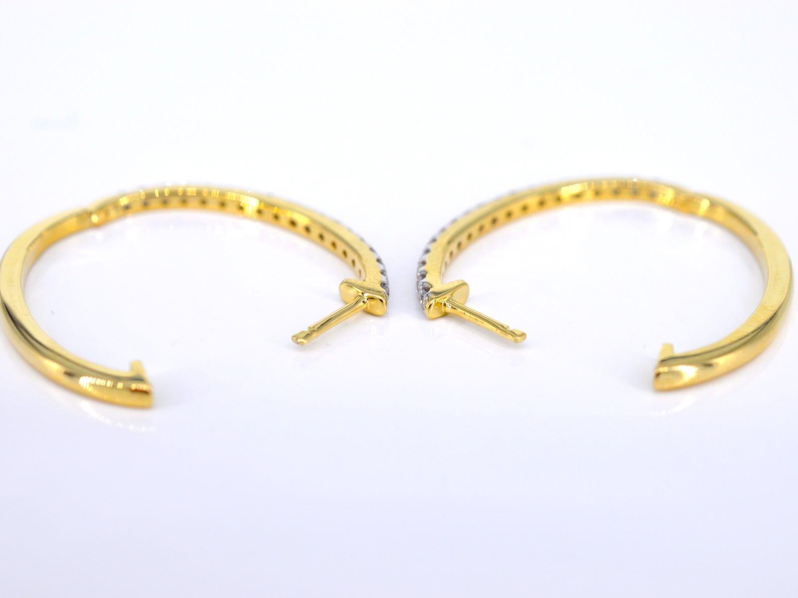 Women's Gold Creole Earrings with Diamonds For Sale