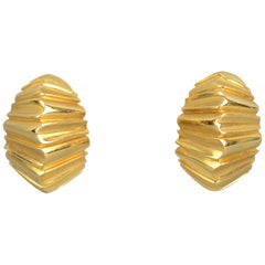 Gold Crimped Half Hoop Earrings