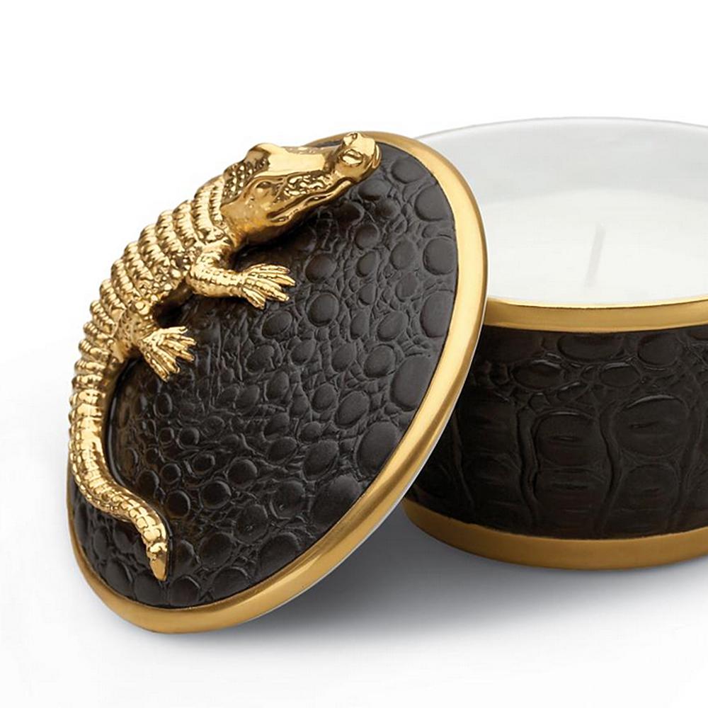 Hand-Crafted Gold Croco Candle with 24 Karat Gold Plate  For Sale