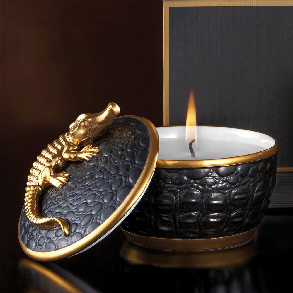 Contemporary Gold Croco Candle with 24 Karat Gold Plate  For Sale
