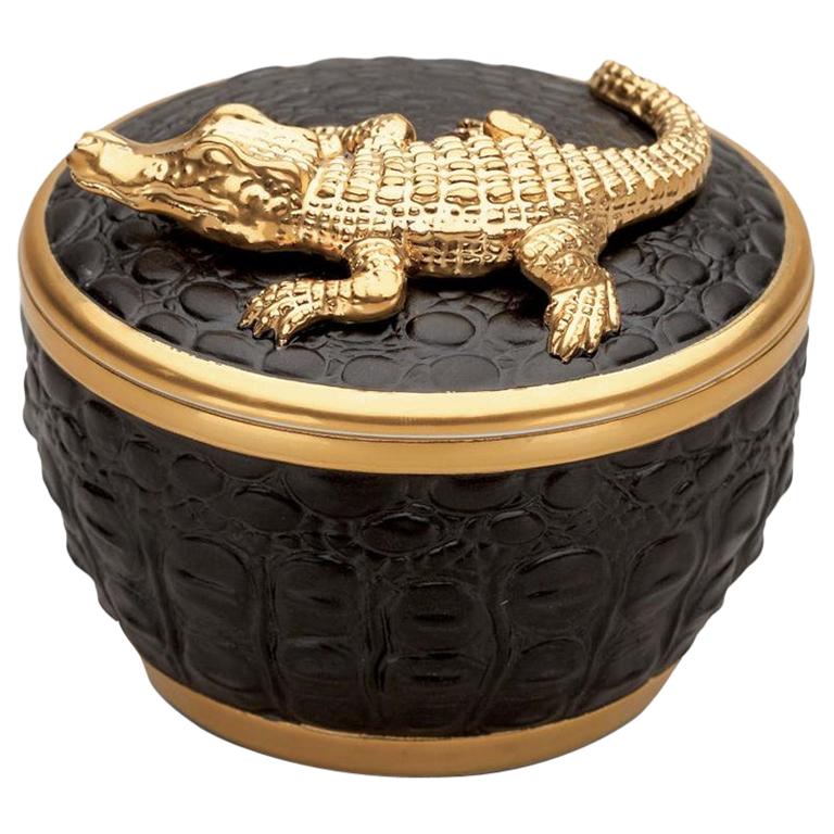 Gold Croco Candle with 24 Karat Gold Plate  For Sale
