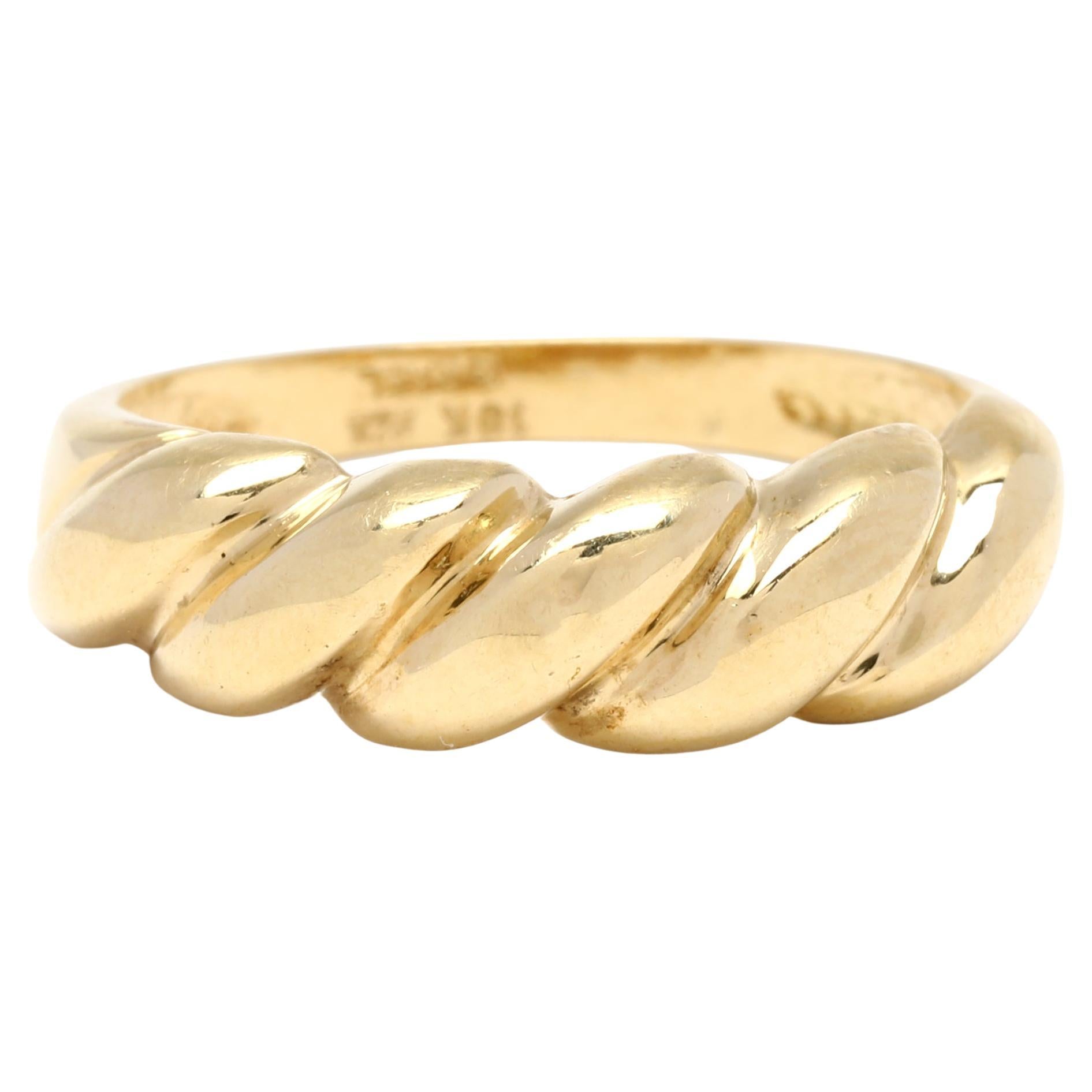 Presentski Chunky Croissant Ring - 18K Gold Plated Fashion Twist Braided Dome Ring For Women, Trendy Jewelry Gift - View #4