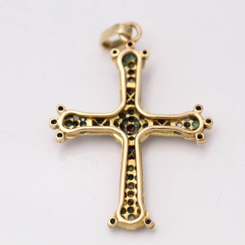 Gold Cross and Fire Enamel For Sale 1