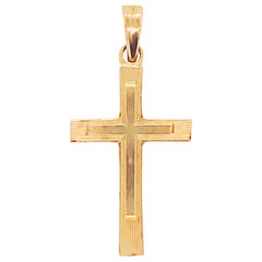 Gold Cross Charm and Pendant, Custom Texture 14 Karat Gold Cross Accessory