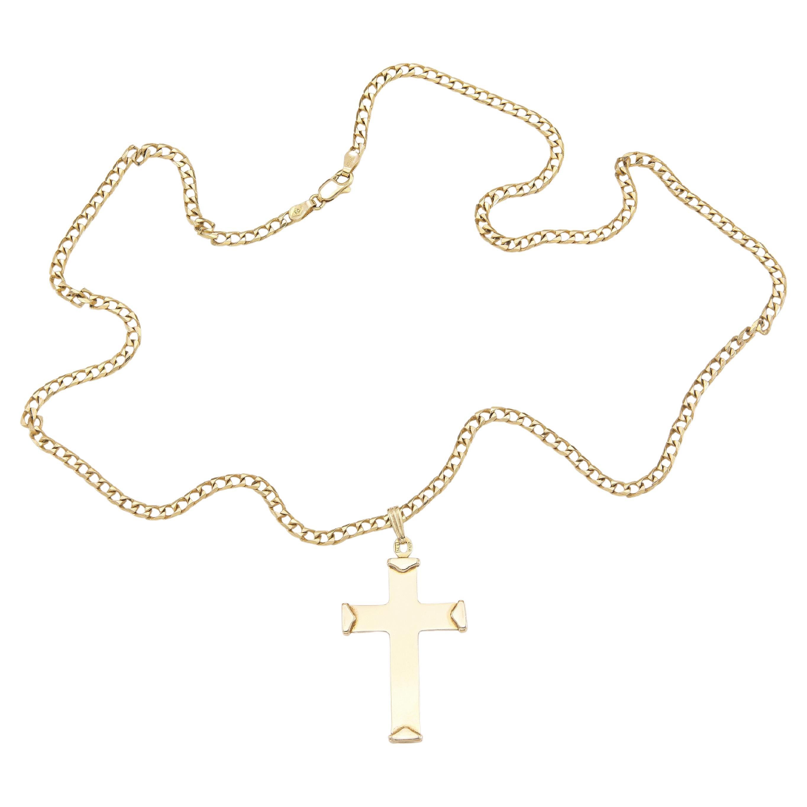 Gold Cross Pendant Chain Necklace