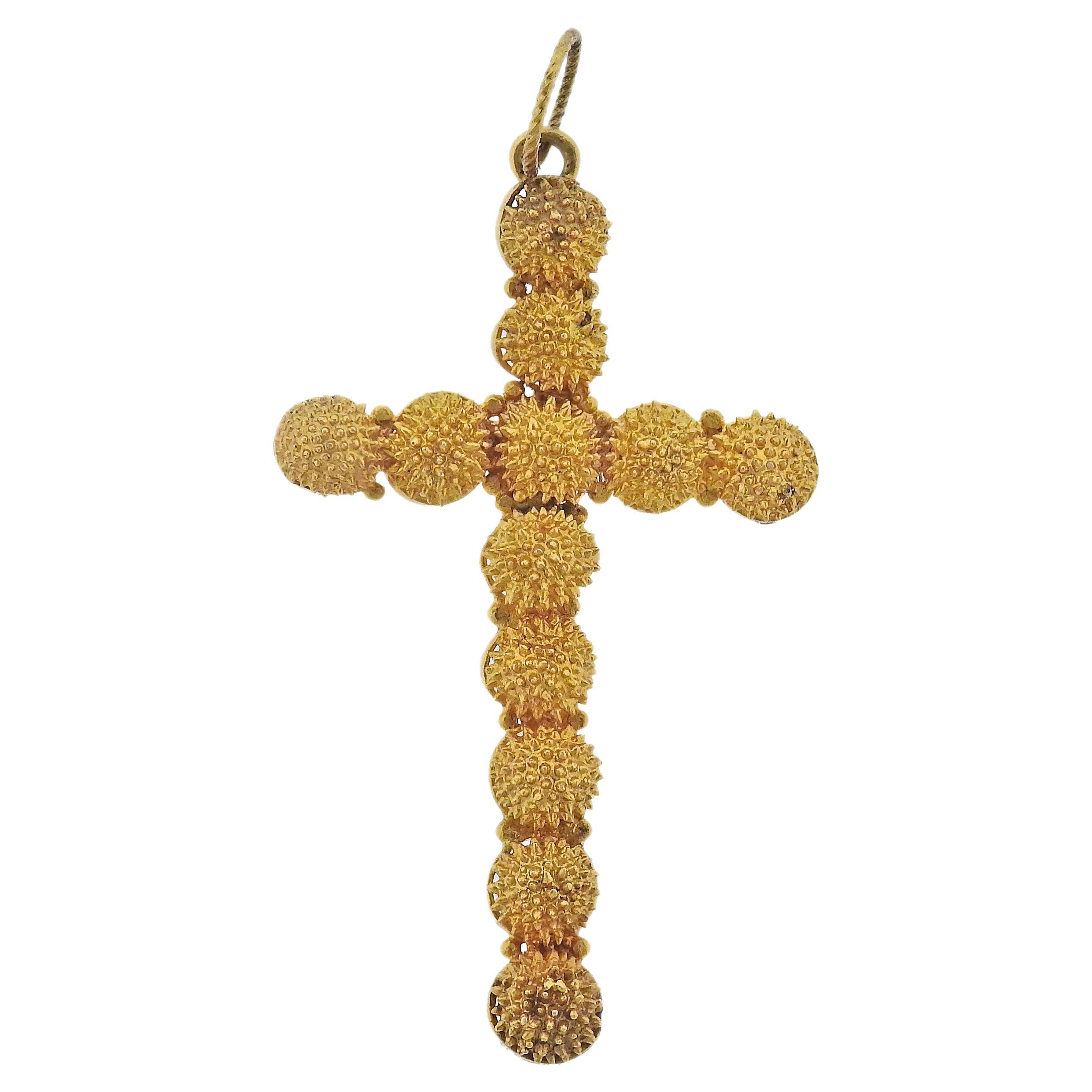 Gold Cross Pendant For Sale