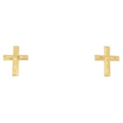 Gold Cross Stud Earrings 14K Yellow Gold