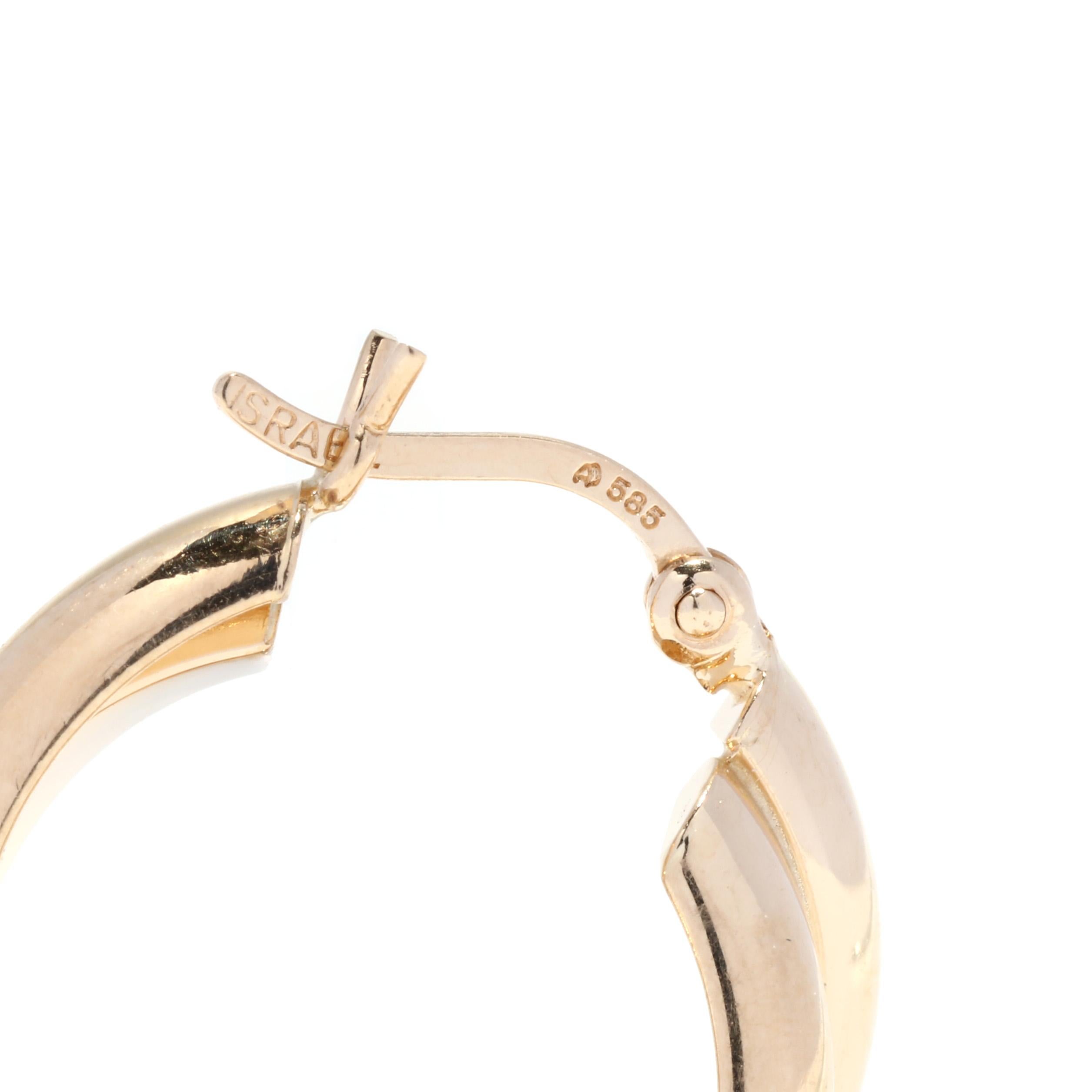 Gold Crossover-Ohrringe, 14K Gold, einfache Gold-Creolen, breite Gold-Creolen für Damen oder Herren