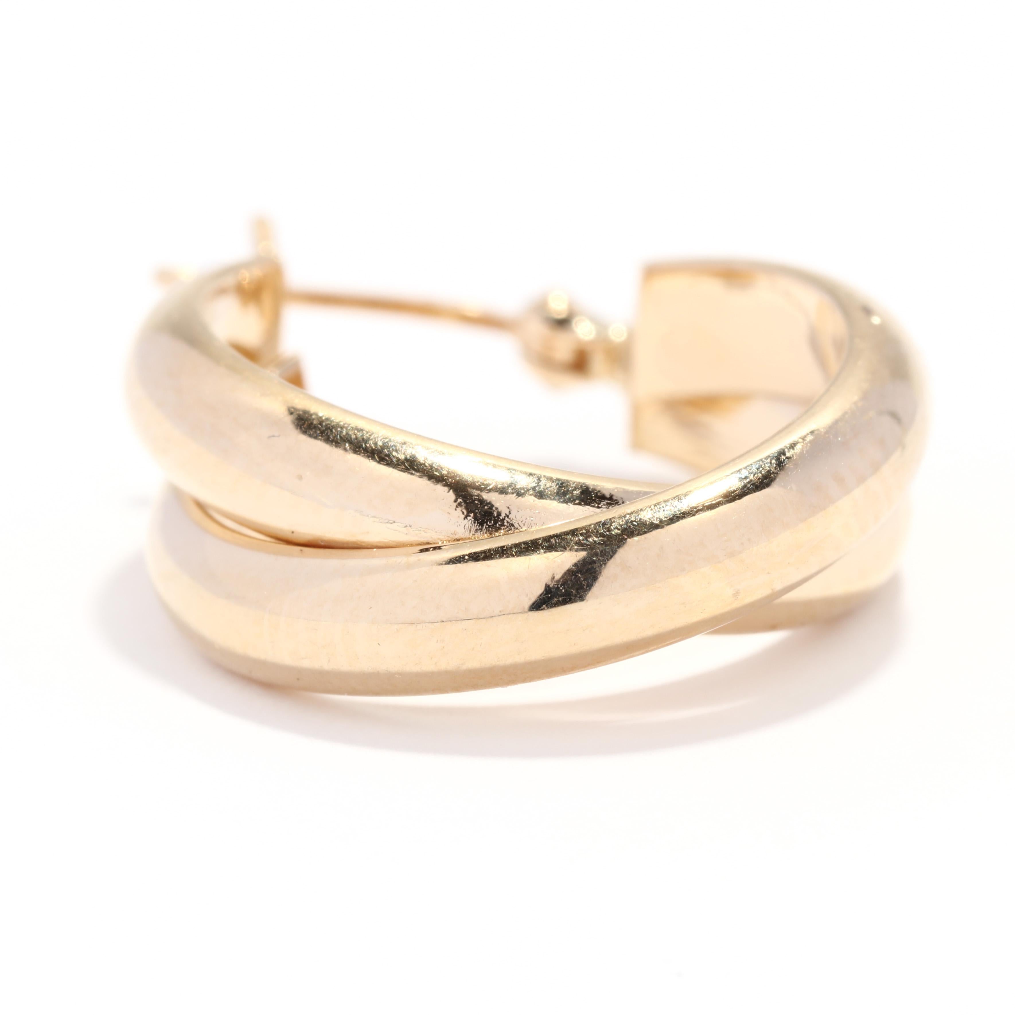 Gold Crossover-Ohrringe, 14K Gold, einfache Gold-Creolen, breite Gold-Creolen 1