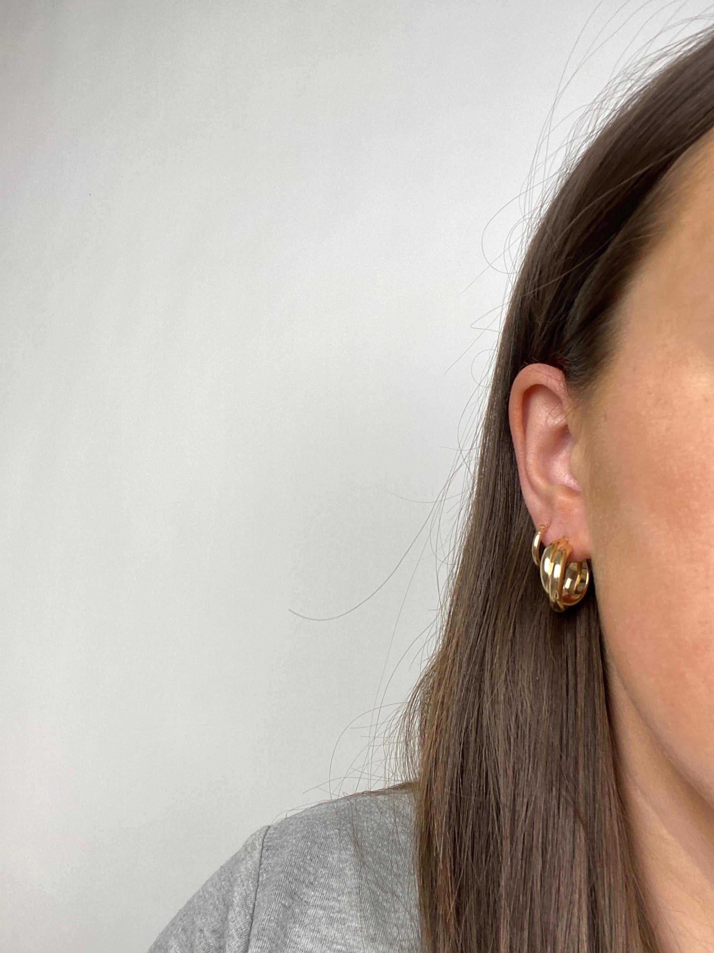 Gold Crossover-Ohrringe, 14K Gold, einfache Gold-Creolen, breite Gold-Creolen 2