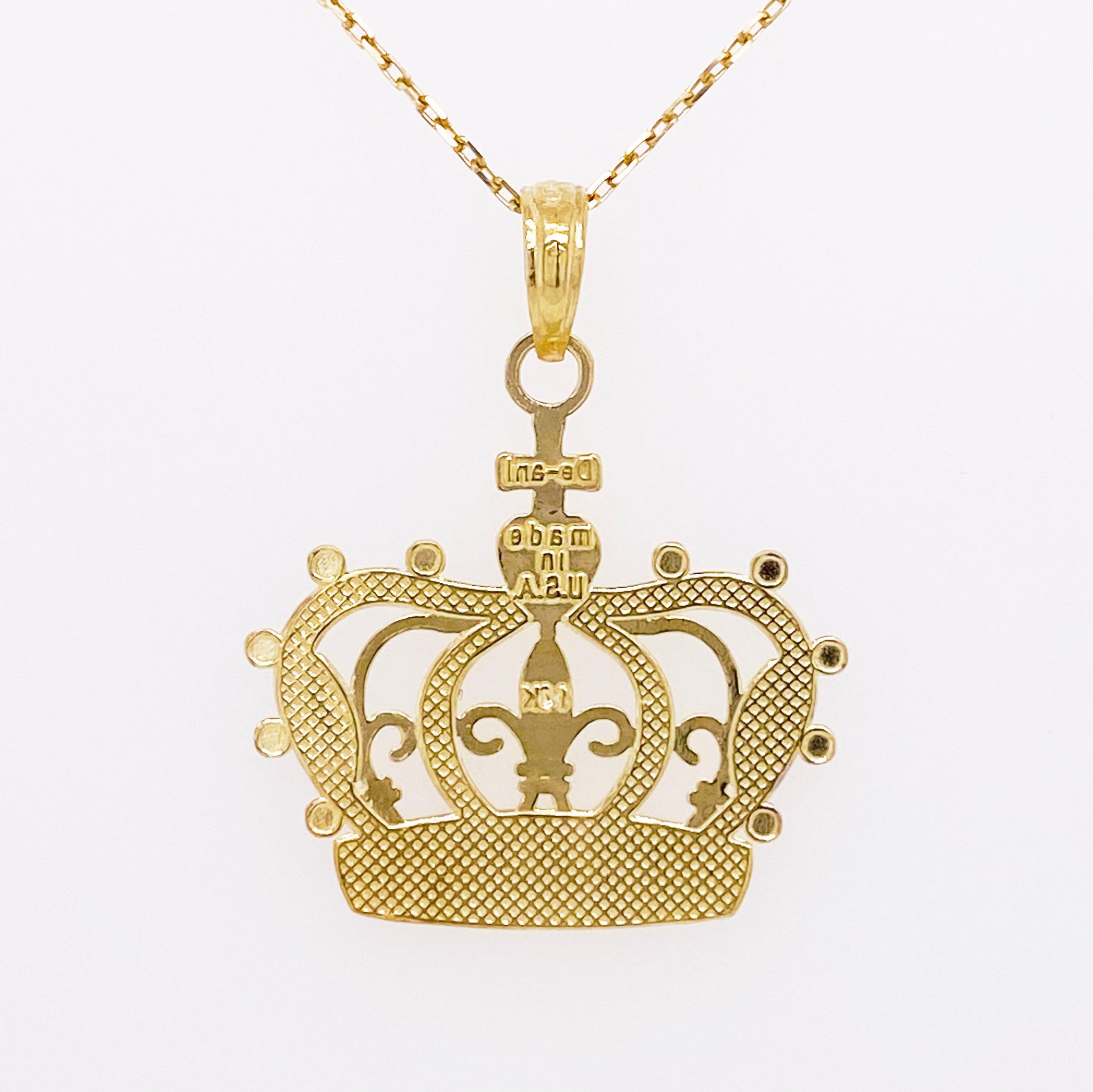Renaissance Gold Crown Necklace Pendant Mixed Metals You Are A Princess or Queen For Sale