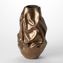 Gold Crumpled Form No 87, abstract creased sculpture Nicholas Arroyave-Portela