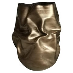 Gold Crumpled Form, Unique Ceramic Sculpture Vessel N.76