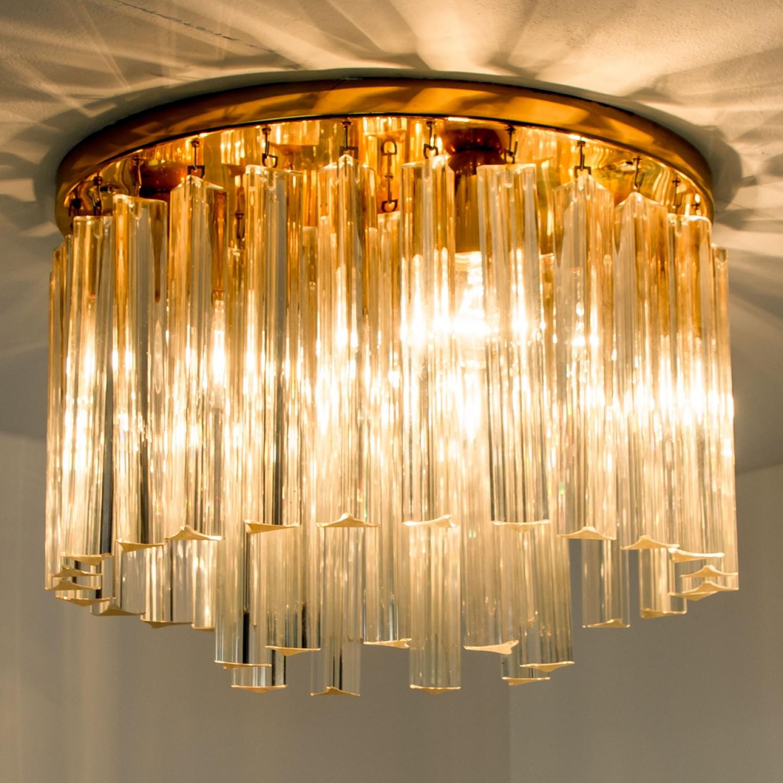 Altro Lampada da incasso in cristallo dorato e ottone di Kalmar, anni '70 in vendita