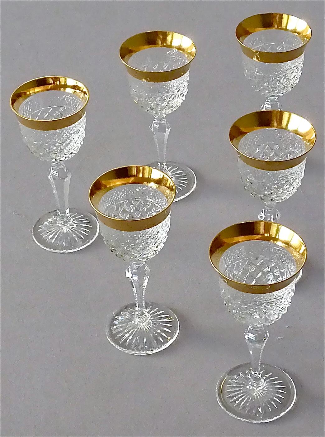Gold Crystal Glass Stemware Josephinenhuette 12 Champagne 6 Wine 6 Water Glasses 6