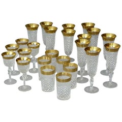 Gold Crystal Glass Stemware Josephinenhuette 12 Champagne 6 Wine 6 Water Glasses