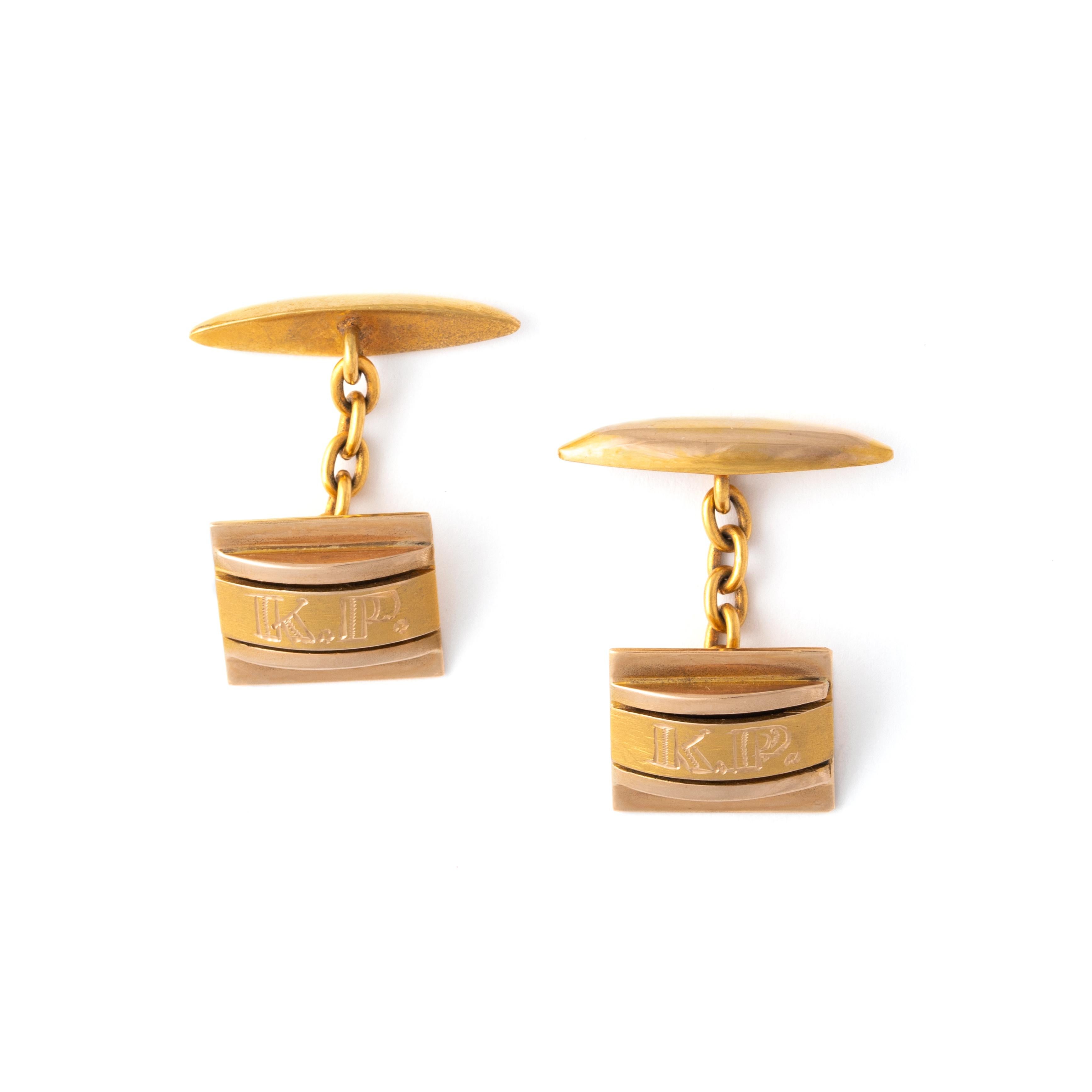 Women's or Men's Gold Cufflinks 1950S For Sale