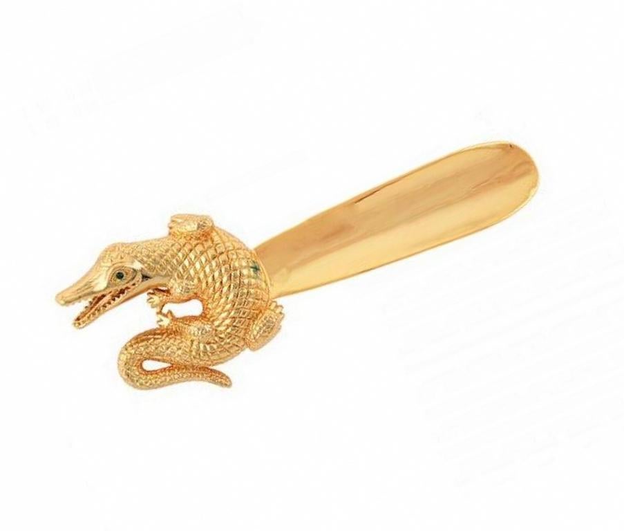 Contemporary Gold Curled Alligator Shoehorn by John Landrum Bryant