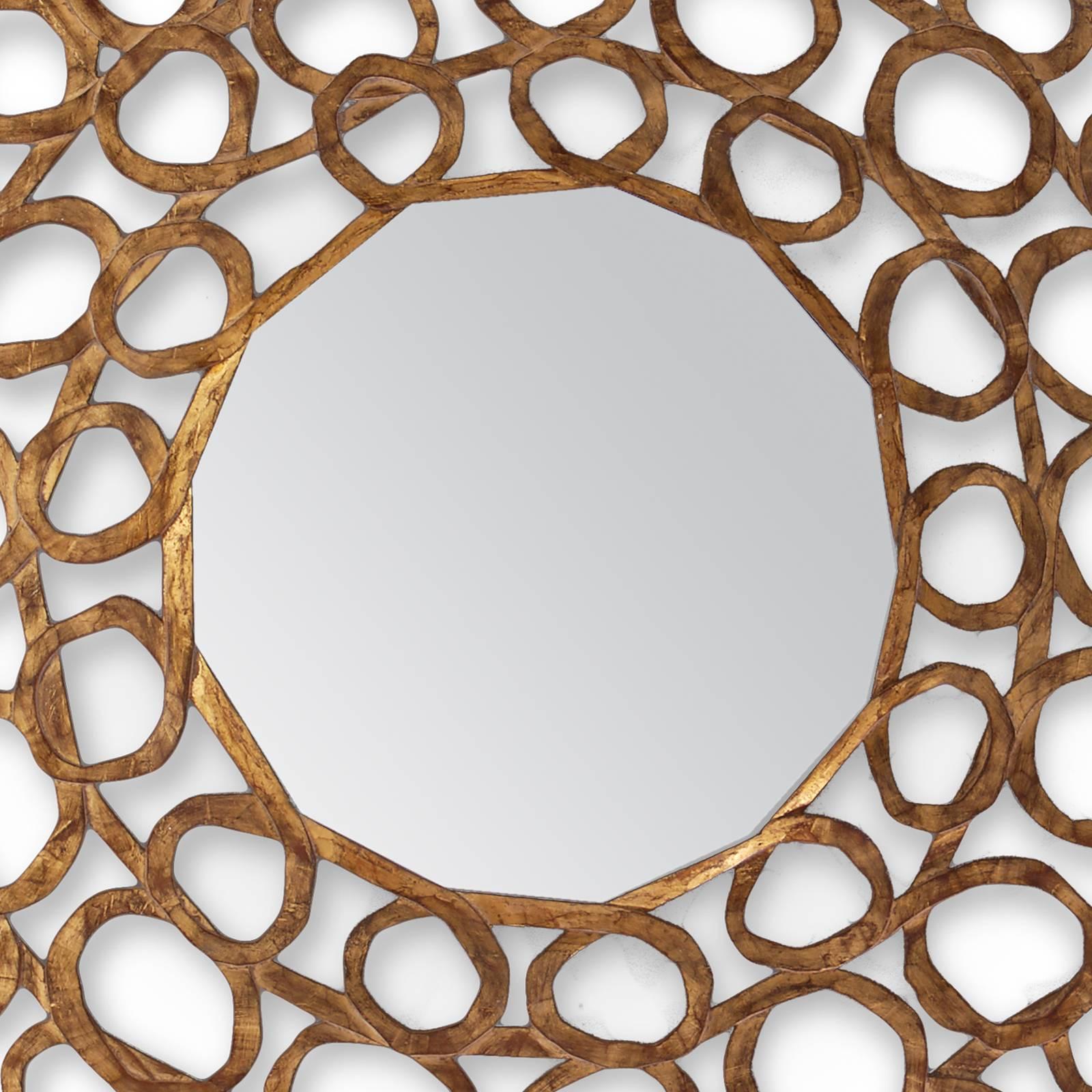 English Gold Curls Mirror in Hand-Carved Solid Wood in Old Gold Finish For Sale