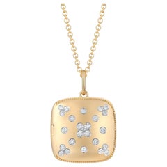 Gold Cushion Round Shaped 14K (or 18k upon request) Yellow Gold Pendant Necklace